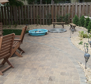 Backyard Patio Hardscape and Fire Pit in Roseville, MN Backyard Patio Hardscape and Fire Pit in Roseville, MN